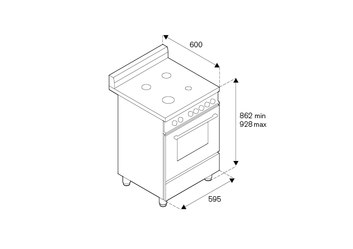 60 cm 4 Brûleurs Four électrique Prime Line